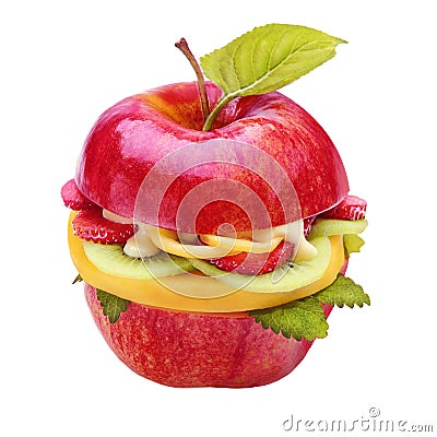 Creative healthy juicy apple burger Stock Photo