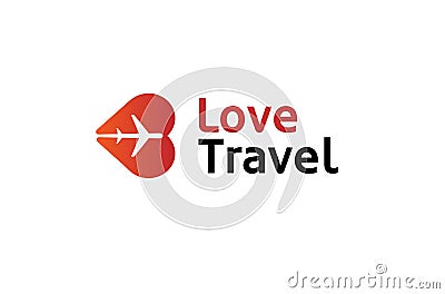 Creative heart aircraft Logo Vector Illustration