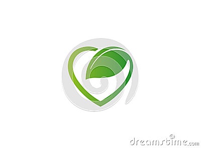 Creative Heart Love Leaf Symbol Logo Vector Illustration