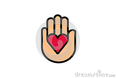 Heart Shape Hand Giving Symbol Design Illustration Vector Illustration