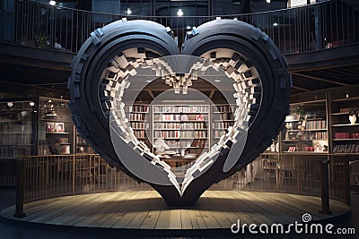 Creative HeartShaped Book Displays in Libraries Stock Photo