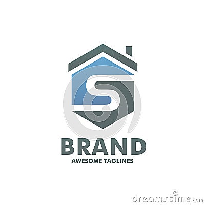 Hexagon letter S house logo Vector Illustration