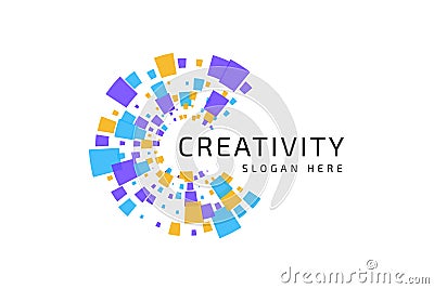 Creative high-tech logo isolated on letter C. Business technology logo design template Vector Illustration