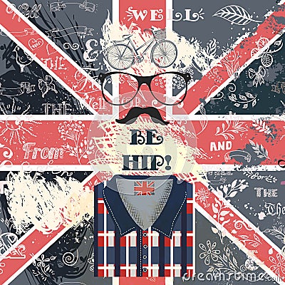 Creative hipster background with hand sketched doodles Stock Photo