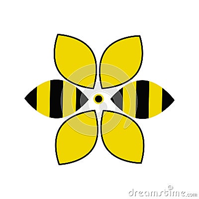 Vector honey logo flower bees design illustration Vector Illustration