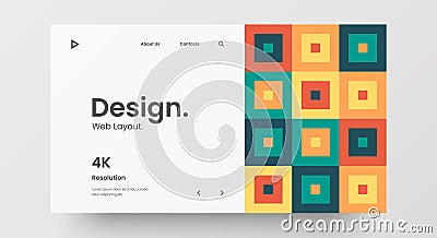 Horizontal responsive web design project layout. Abstract geometric pattern banner mock up. Landing page block vector template. Vector Illustration