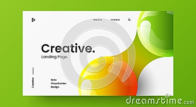 Creative horizontal website screen part for web design. 3D colorful balls geometric banner layout mock up. Vector Illustration