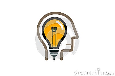 Creative Human Head Lamp Idea logo Symbol Vector Illustration