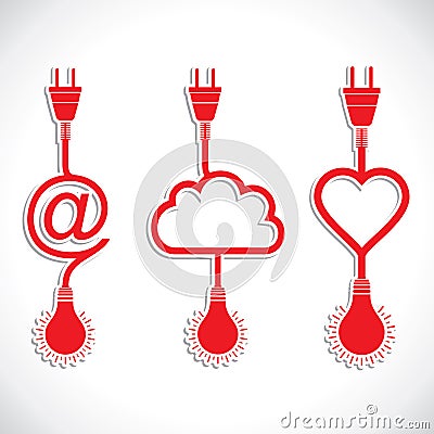 Creative icon design of heart and cloud with plug Vector Illustration