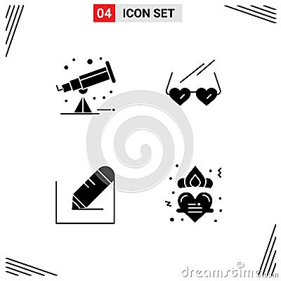 Creative Icons Modern Signs and Symbols of astronomy, text, glasses, wedding, crown Vector Illustration