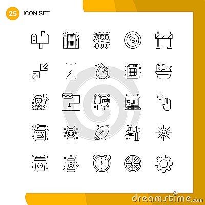 25 Creative Icons Modern Signs and Symbols of barrier, wedding, celebration, love, disk Vector Illustration