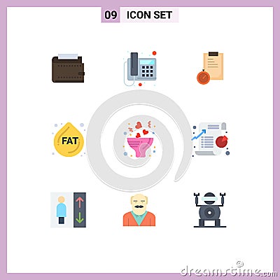 9 Creative Icons Modern Signs and Symbols of bouquet, droop, telephone, fat, planning Vector Illustration