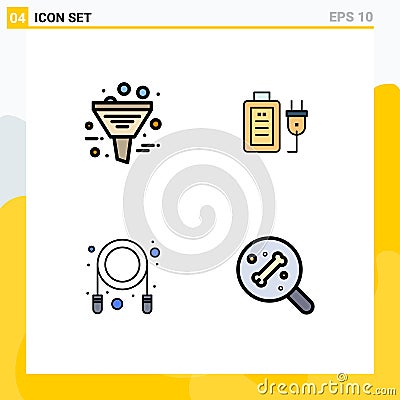 4 Creative Icons Modern Signs and Symbols of business, jump, management, charge, skipping Stock Photo