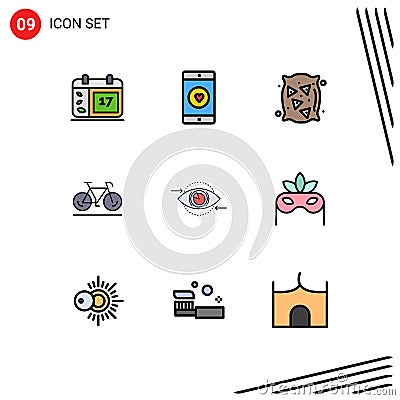 9 Creative Icons Modern Signs and Symbols of business, walk, heart, movement, wheat Vector Illustration