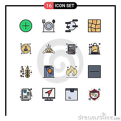 16 Creative Icons Modern Signs and Symbols of camp, arrow, space, predication, warp Vector Illustration