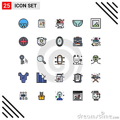 25 Creative Icons Modern Signs and Symbols of children, baby, chart, restaurant, food Vector Illustration