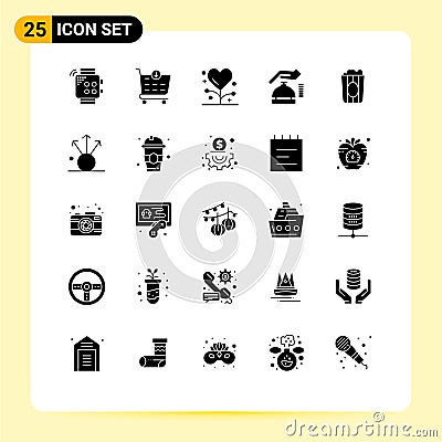 25 Creative Icons Modern Signs and Symbols of cinema, cyber, disease, alarm, medicine Vector Illustration