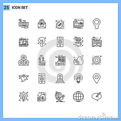 25 Creative Icons Modern Signs and Symbols of cooler, financier, letter, financial, accounting Vector Illustration
