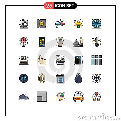 25 Creative Icons Modern Signs and Symbols of designing, world, arrows, labour, hard Vector Illustration