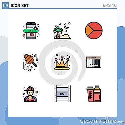 9 Creative Icons Modern Signs and Symbols of empire, jar, finance, jam, fall Vector Illustration