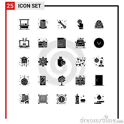 25 Creative Icons Modern Signs and Symbols of explorer, astronaut, customer, technology, touchscreen Vector Illustration