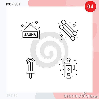 4 Creative Icons Modern Signs and Symbols of fitness, ice, tag, beach, danger Vector Illustration