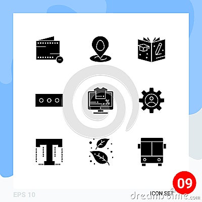 9 Creative Icons Modern Signs and Symbols of gear, percentage, education, percent, security Vector Illustration