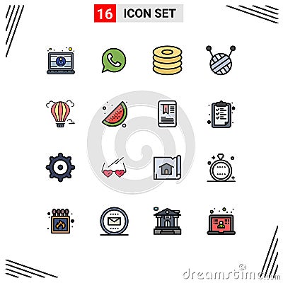 16 Creative Icons Modern Signs and Symbols of hot, air, watts app, balloon, meal Vector Illustration