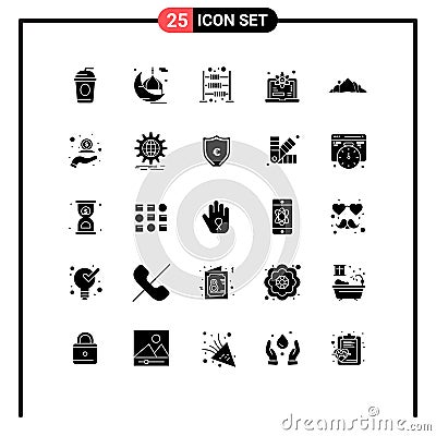 25 Creative Icons Modern Signs and Symbols of landscape, science, abacus, learn, computer Vector Illustration