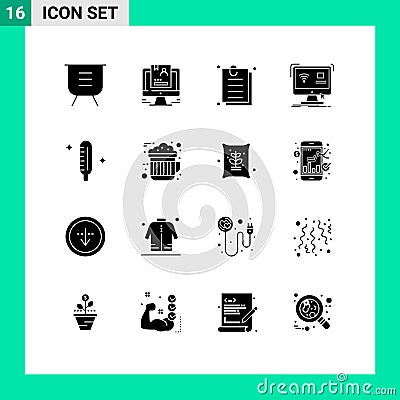 16 Creative Icons Modern Signs and Symbols of monitor, control, computer, website, online Vector Illustration