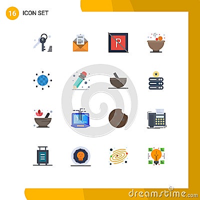 16 Creative Icons Modern Signs and Symbols of world, connect, no, salad, bowl Vector Illustration