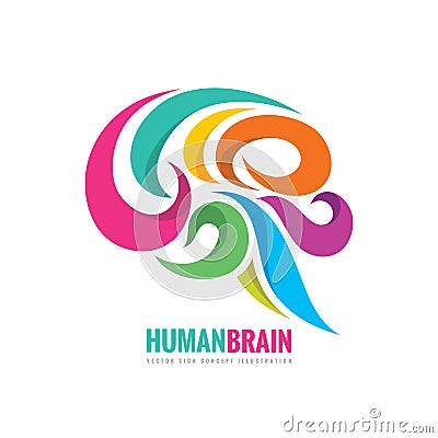 Creative idea - business vector logo template concept illustration. Abstract human brain colorful sign. Flexible smooth design. Vector Illustration