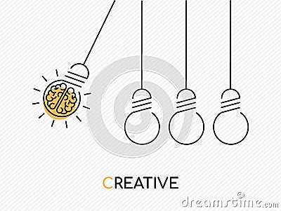 Creative idea concept of brain as light bulb Vector Illustration