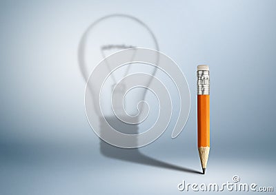 Creative idea concept, pencil with bulb shadow Stock Photo