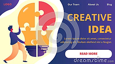 Creative Idea Horizontal Banner. Office Employee Vector Illustration