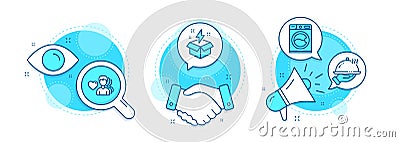 Creative idea, Man love and Washing machine icons set. Restaurant food sign. Vector Vector Illustration