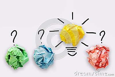 Creative Idea of Power Thinking Concept, Paper lightbulb Design With Graphic Drawing Stroke Line. Brainstorming Inspiration and Stock Photo