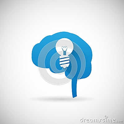 Creative Idea Symbol Brain and lightbulb Silhouette Icon Design Template Vector Illustration Vector Illustration