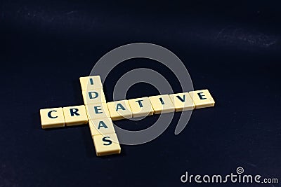 Creative Ideas word concept black texture background image using by block letter for English language learning concept Stock Photo
