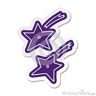 cartoon sticker of ninja throwing stars Vector Illustration