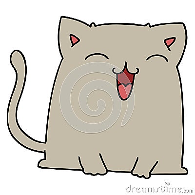 Quirky hand drawn cartoon cat Vector Illustration