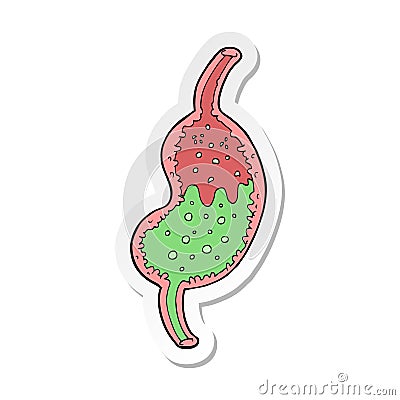 sticker of a cartoon bubbling stomach Vector Illustration