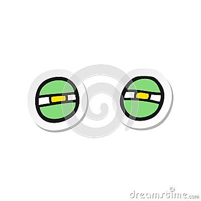 sticker of a cartoon narrowed alien eyes Vector Illustration