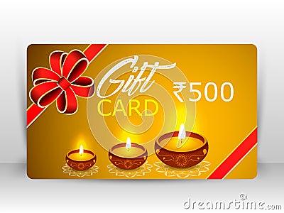 Creative illustration of burning diya with fireworks, diwali gift card Cartoon Illustration