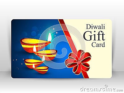 Creative illustration of burning diya with fireworks, diwali gift card Cartoon Illustration