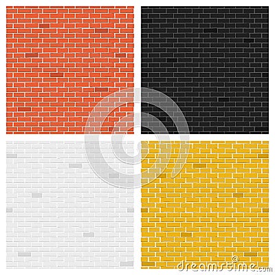 Creative illustration of color brick textures collection. Art design wall collection. Abstract concept graphic element Cartoon Illustration