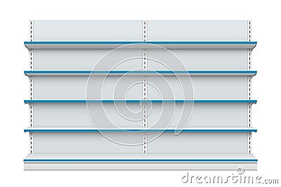 Creative illustration of empty store shelves isolated on background. Retail shelf art design. Abstract concept graphic showcase Cartoon Illustration