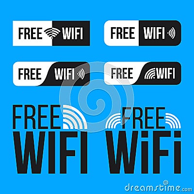 Creative illustration of free wifi icon symbol set isolated on transparent background. Art design wireless network for wlan Cartoon Illustration