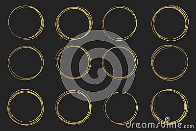 Creative illustration of hand drawning circle line sketch set isolated on background. Art design round circular scribble doodle. Cartoon Illustration