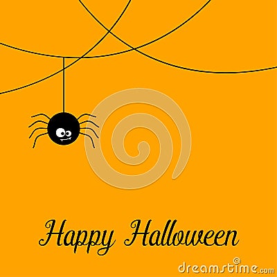 Happy Halloween Text Banner, Vector Cartoon Illustration